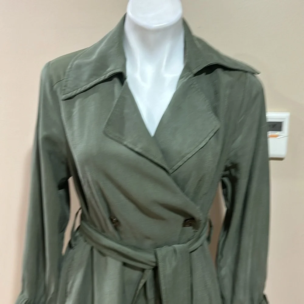 Banana Republic Women’s Olive Green Belted Long Line Trench Coat